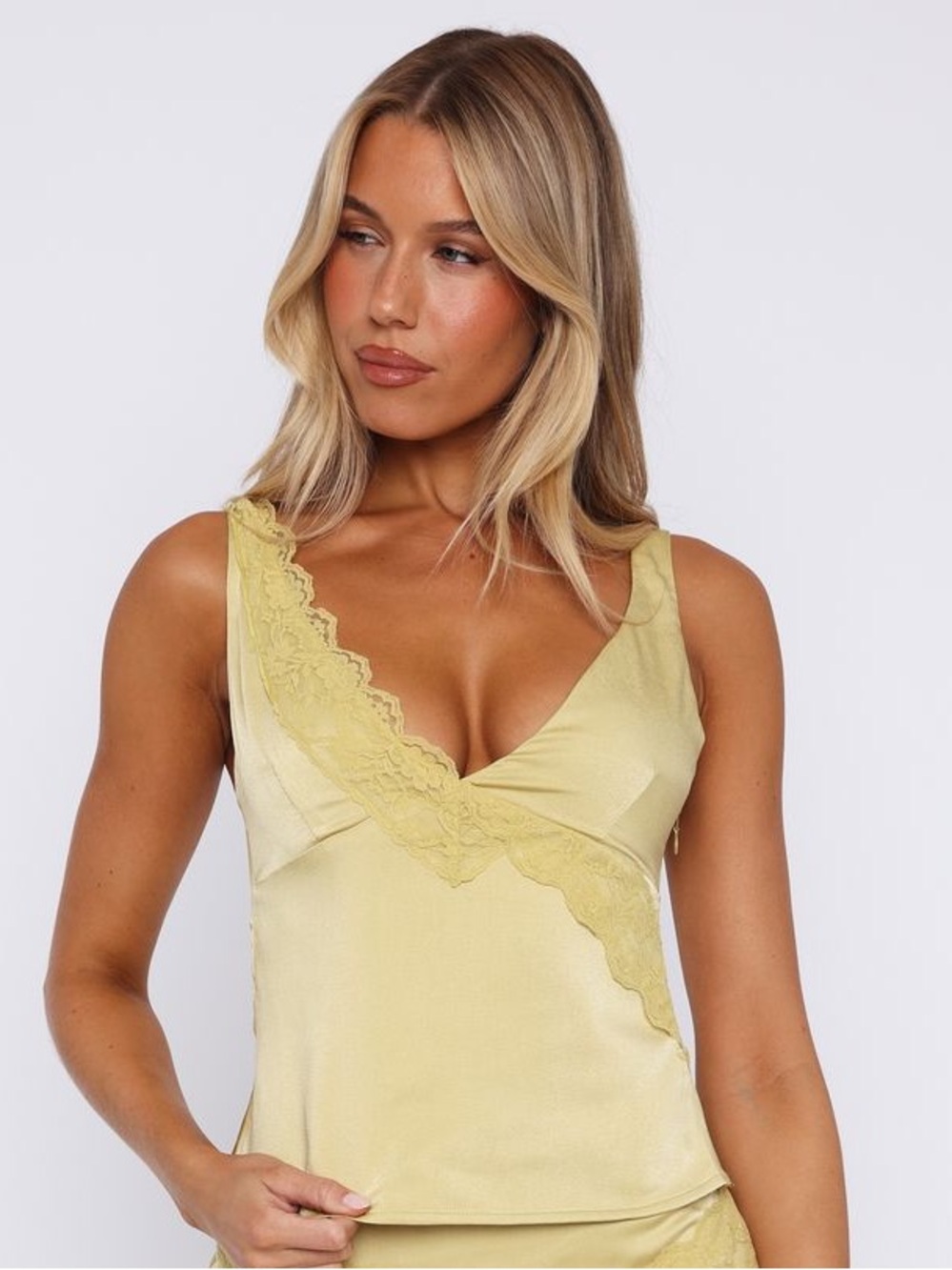 Wildfox Satin Lace What About Us Top Pistachio